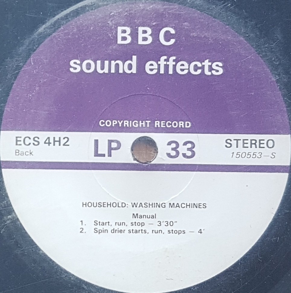 ECS 4H2 Household: Washing machines (Automatic and manual) Not registered from the BBC records and Tapes library Label